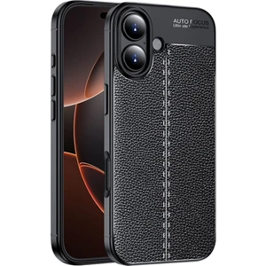 Apple iPhone 17 Uyumlu Silikon Kılıf Deri Desenli Darbe Emici Autofocus Tam Koruma Kapak