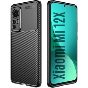 Xiaomi 12X Uyumlu Silikon Kılıf Karbon Desenli Darbe Emici Autofocus Tam Koruma Kapak