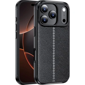Apple iPhone 17 Pro Max Uyumlu Silikon Kılıf Deri Desenli Darbe Emici Autofocus Tam Koruma Kapak
