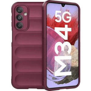 Samsung Galaxy M34 Uyumlu Silikon Kılıf - Kamera Korumalı Esnek Yeni Nesil Airbag Kapak - Bordo
