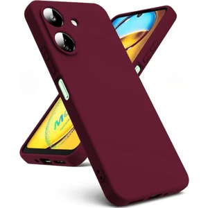 Redmi A5 Uyumlu Silikon Kılıf - Kamera Korumalı Esnek Pastel Renk Kapak - Bordo