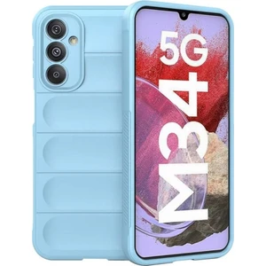 Samsung Galaxy M34 Uyumlu Silikon Kılıf - Kamera Korumalı Esnek Yeni Nesil Airbag Kapak - Mavi