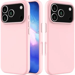 Apple iPhone 17 Pro Max Uyumlu Silikon Kılıf - Kamera Korumalı Esnek Pastel Renk Kapak - Pudra Pembe