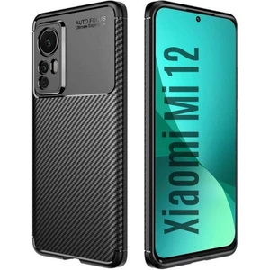 Xiaomi 12 Uyumlu Silikon Kılıf Karbon Desenli Darbe Emici Autofocus Tam Koruma Kapak