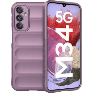 Samsung Galaxy M34 Uyumlu Silikon Kılıf - Kamera Korumalı Esnek Yeni Nesil Airbag Kapak - Mor