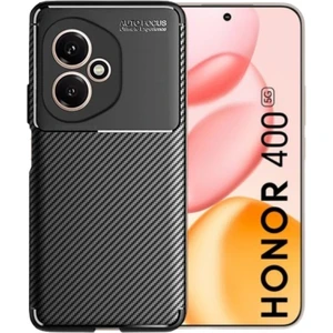 Honor 400 Uyumlu Silikon Kılıf Karbon Desenli Darbe Emici Autofocus Tam Koruma Kapak - Siyah