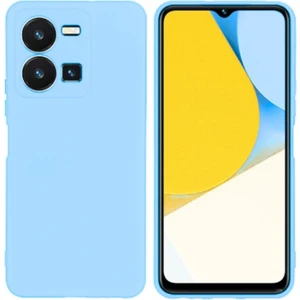 Vivo Y35 Uyumlu Silikon Kılıf - Kamera Korumalı Esnek Pastel Renk Kapak - Mavi