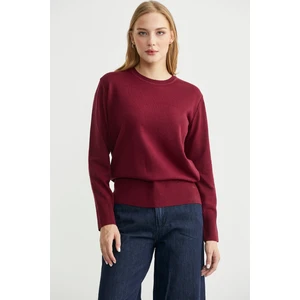 Bisiklet Yaka Yünlü Basic Triko Kazak - Bordo