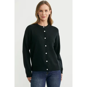 Düğme Detaylı Sıfır Yaka Triko Hırka - Siyah