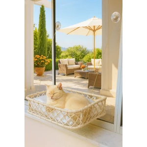 Kedi Cam Yatağı & Cam Önü Dinlenme Alanı Dekoratif Metal Ana Hat 15 kg Taşıma Kapastesi