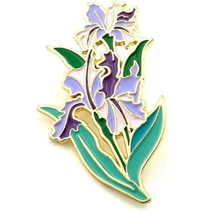 Süsen Iris Çiçeği Mor Çiçek Bahar Doğa Metal Yaka Çanta Süsü Rozet RZ375