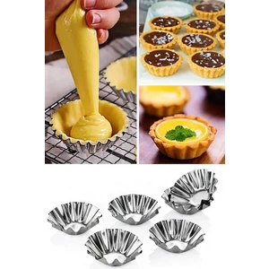 12 Adet Paslanmaz Mini Kek Kalıbı, Cupcake, Tart, Tartolet, Brownie, Topkek, Muffin Kalıbı