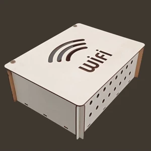 Modem Saklama Kutusu Wifi Desenli - Çift yüzlü - 25X18X9 cm - 2,7 mm MDF - Dekoratif - Modern