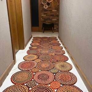 Cool Halı Luke 413 Renkli Halı Paspas Örgü Hasır Kilim Yolluk Bohem Antre Mutfak Balkon Banyo Halısı