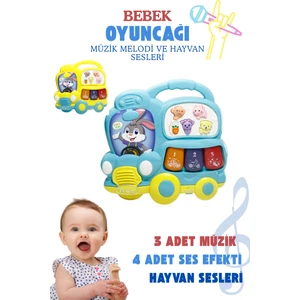 Bebek Oyuncağı Müzik Otobüsü Işıklı ve Müzikli 3 Farklı Mod Özellikli Melodi ve Hayvan Sesli