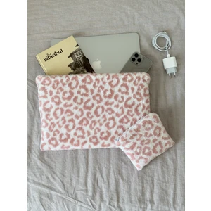 Baby Kangaroo leopar Pembe Peluş-Welsoft 13-14-15-16 Inç Bilgisayar Çantası, Laptop Kılıfı, Notebook Kılıfı, Laptop çantası