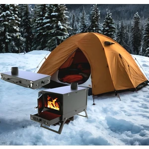Tepeden Tırnağa Portatif Camlı Kamp,çadır Sobası. Katlanır Çantalı 2mm Çelik Soba 15KG