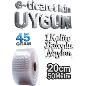( 45 Gram ) 20 cm x 50 Metre Eşya Sarma Koruma Naylonu Balonlu Ambalaj Naylonu Pat Pat Baloncuklu Havalı Pıt Pıt