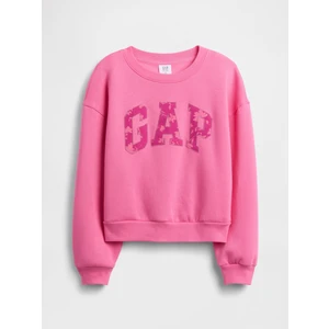 Kız Çocuk Pembe Oversized Grafik Sweatshirt