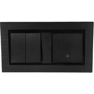 Quantum Siyah Komütatör (Ikili Anahtar)+Zil Anahtarı Light (Kapı 0tomatiği) 2'li Set (Ovivo)