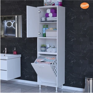 Modilayn Mutfak Dolabı Tek Kapaklı Raflı Kirli Camasır Dolabı Banyo Dolabi Çok Amaçlı Dolap