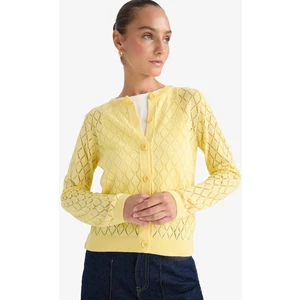 Regular Fit Bisiklet Yaka Ajurlu Düğmeli Triko Hırka G0191AX25AU