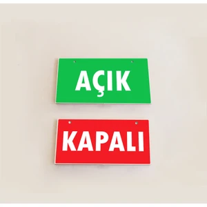 Açık Kapalı Çift Yön Ahşap Kapı Tabelası