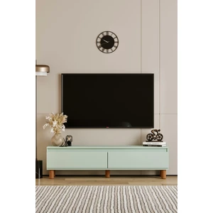 Mila Mint Yeşili Mdf 140 cm Tv Ünitesi-Raflı,kapaklı,ayaklı