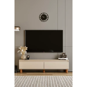 Mila Bej Mdf 140 cm Tv Ünitesi-Raflı,kapaklı,ayaklı