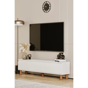 Mila Beyaz Mdf 140 cm Tv Ünitesi-Raflı,kapaklı,ayaklı