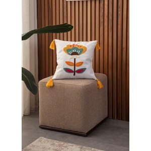 Tekli Premium Punch Işlemeli Nakışlı Dal Çiçek Temalı Kırlent Kılıfı