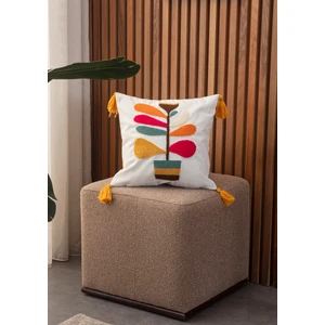 Tekli Premium Punch Işlemeli Nakışlı Dal Çiçek Temalı Kırlent Kılıfı