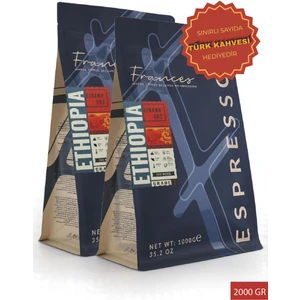 Arabica Ethiopia Espresso | Orta-Koyu Kavurma | Çekirdek Kahve | 2x1000gr | Orta Gövde, Dolgun Tat