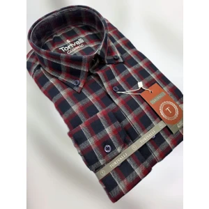 Torivalli Collection Kışlık Klasik Kesim Cepli Ekoseli Erkek Gömlek Tcke1