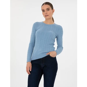 Pierre Cardin Kadın Açık Mavi Ex. Slim Fit Kazak 50316334-VR003