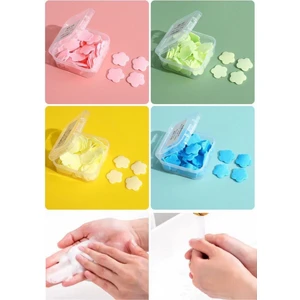 5'li Renkli Mini Kağıt Sabun Kutusu – 500 Yaprak Parfümlü, Tek Kullanımlık Taşınabilir El Sabunu