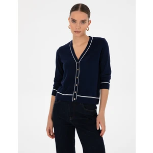 Pierre Cardin Kadın Lacivert Slim Fit Triko Hırka 50316344-VR033