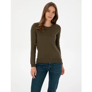 Pierre Cardin Kadın Haki Slim Fit Basic Kazak 50315758-VR027