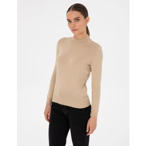 Pierre Cardin Kadın Bej Slim Fit Basic Kazak 50315768-VR011