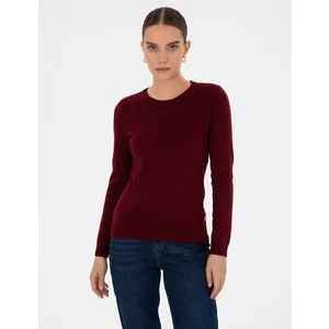 Pierre Cardin Kadın Vişne Slim Fit Basic Kazak 50315758-VR223