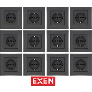 Karell Antrasit Topraklı PRİZ(12ADET)