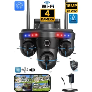 4 Kameralı (3 Motorlu+ 1 Sabit) Wifi 16MP Akıllı Gece Görüşlü Sesli Kamera Türkçe Uzaktan İzleme