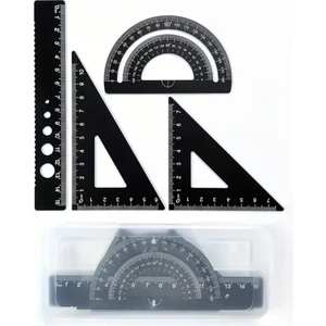 Metal Cetvel Seti, Çizgi Çekme, Pratik Çizgi Oluşturma, Dayanıklı-Kutulu 4 Parça