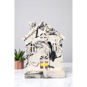 Meremer Desenli Dekoratif Tealight Mumluk - Ev Şeklinde Mumluk (Tealight Mum Dahildir)