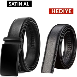 Otomatik Tokalı Deliksiz erkek Kemer /siyah Yedek Kemer Hediye
