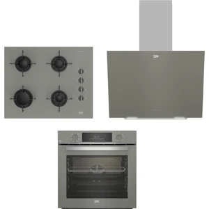 Buhar Destekli Manhattan Gri 3’lü Ankastre Set (Bfc 432 G Fırın + Bocd T6510 Eg Ocak + Bde 6041G Davlumbaz)