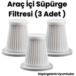 Şarlı Araç Içi Süpürge Hepa Filitresi 3 Adet Filitre