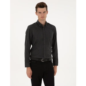 Pierre Cardin Erkek Antrasit Flanel Dokulu Slim Fit Uzun Kollu Gömlek 50316751-VR006