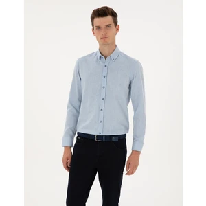 Pierre Cardin Erkek Açık Mavi Flanel Dokulu Slim Fit Uzun Kollu Gömlek 50316751-VR003