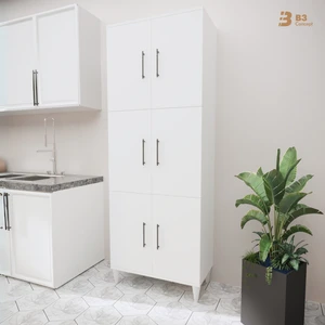 B3CONCEPT Geniş Hacimli 6 Kapaklı 6 Raflı Çok Amaçlı - Kolay Kurulum - Mutfak Balkon Banyo Erzak Kiler Dolabı